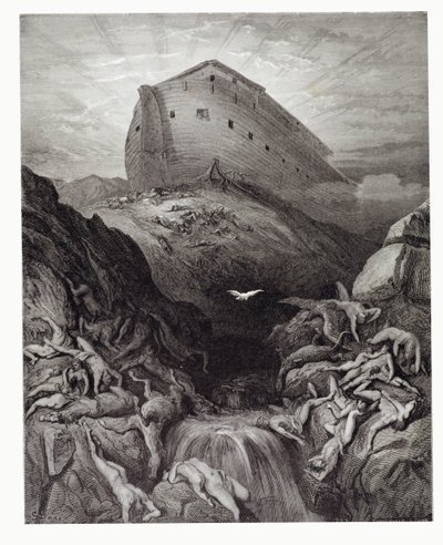 The Dove Sent Forth from the Ark, Engraved by Stephane Pannemaker, c.1868 by Gustave Dore